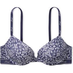 Victoria's Secret Pink Wear Everywhere Super Push-up Bra - Midnight Navy Bandana Print