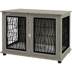 Pawhut Indoor Dog Crate Furniture End Table with Soft Washable Cushion 60x73.5cm