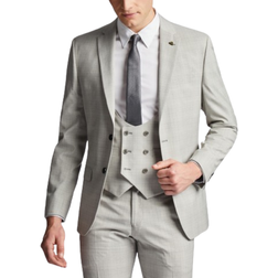 Antique Rogue Slim Fit Pale Check Suit - Putty