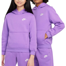 Nike Big Kid's Sportswear Club Fleece Pullover Hoodie - Black Raspberry/White (FD3000-521)