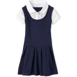 The Children's Place Girl's Uniform Ponte Knit 2 In 1 Dress - Tidal