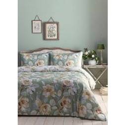 Appletree Heritage Eleanor 200 Thread Count Duvet Cover Green, White