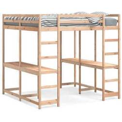 vidaXL Loft bed with desk and ladder wood pine