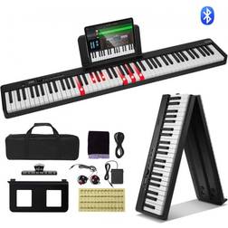 VEVOR 88 Key Folding Keyboard Piano Portable Foldable Piano Bluetooth MIDI Black