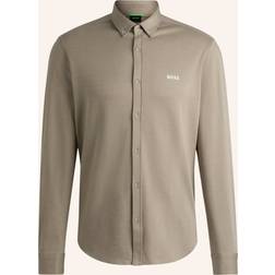 BOSS Regular-fit shirt in anti-wrinkle cotton Beige
