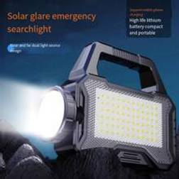 Shein High Power Cob Solar Flashlight Portable Handheld Torch With Rechargeable Battery & Power Bank Function, Long Endurance