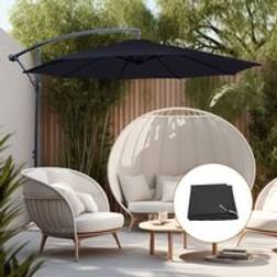 GreenBay 3M Black Outdoor Garden Banana Parasol with Cover
