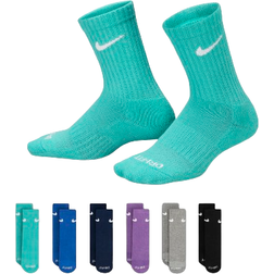 Nike Little Kid's Dri-FIT Performance Basics Crew Socks 6-pack - Green Frost (RN0019-EIG)