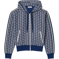 Lacoste Jacquard Monogram Hoodie - Navy Blue/White