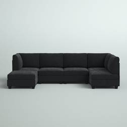 Mercury Row Black Sectional Roeder Sofa 120" 6 Seater