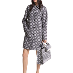 Michael Kors Empire Logo Jacquard Balmacaan Coat - Black/White