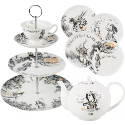 Victoria & Albert Alice in Wonderland Plates, Teapot & Cake Stand 6pcs