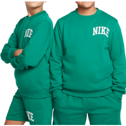 Nike Big Kid's Sportswear Club French Terry Crew Neck Sweatshirt - Malachite/White (HJ3144-365)