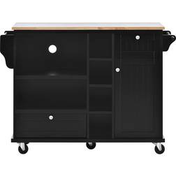 Bed Bath & Beyond Rolling Kitchen Island Cart Black Storage Cabinet 50.8x36.2"