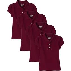 The Children's Place Girl's Uniform Ruffle Pique Polo 4-pack - Rubine