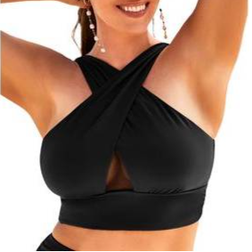 Swimsuits For All Longline High Neck Bikini Top - Black