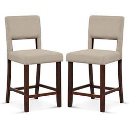 Costway Hollowed Back Beige Bar Stool 99.1cm 2pcs