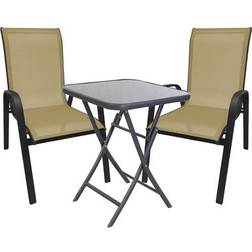 Mojawo 3-tlg. Bistrogarnitur Bistrotisch 70x70cm Glas/ Café-Set