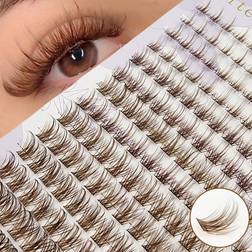 Shein Asiteo Pcs Colorful Wispy Brown Cluster Lashes Individual Lashes Extension Natural Color Brown Makeup Single Soft Fans Lashes DIY Eyelash Extension A