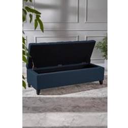 Fwstyle Upholstered navy blue ottoman Storage Bench