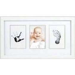 Shein 1pc Baby Handprint & Footprint Kit With Black Ink Pad, Imprint Paper And White Frame, Perfect Gift For Baby's Growing Up Memory