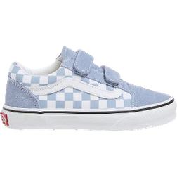 Vans Kid's Old Skool V Checkerboard Shoes - Blue/White