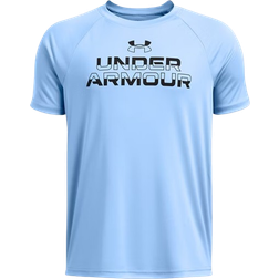 Under Armour Boy's Tech Split Wordmark Short Sleeve - Horizon Blue/Black