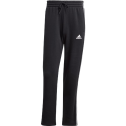 Adidas Essentials 3-Stripes Open Hem Fleece Pants - Black