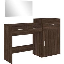 vidaXL 3276524 Brown Oak Dressing Table 39x80cm 3pcs