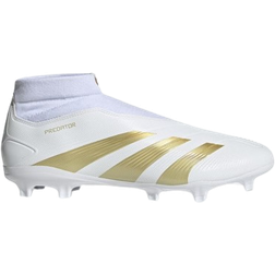 adidas Predator League Laceless FG - Cloud White/Gold Metallic/Sandy Beige Met