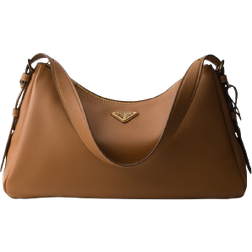 Prada Aimée Large Leather Shoulder Bag - Caramel