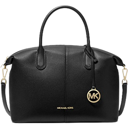 Michael Kors Hyde Large Pebbled Leather Satchel - Black