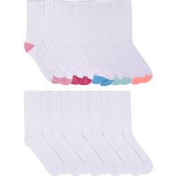 Wonder Nation Girl's Cushioned Crew Socks 10-pack - White/Multi