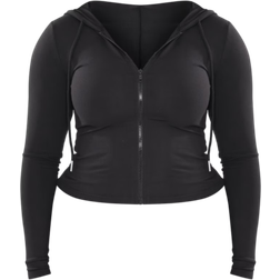 PrettyLittleThing Shape Sculpted Zip Through Hoodie - Black