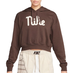 Nike Women's Sportswear Club Fleece Oversized Cropped Hoodie - Baroque Brown