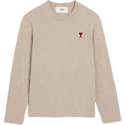 Ami Paris Long Sleeve Ami De Coeur T-shirt - Heather Light Beige