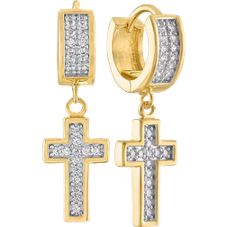 Esquire Cross Drop Earrings - Gold/Transparent