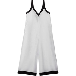 Reiss Aida Linen Wide Leg Jumpsuit - White/Navy