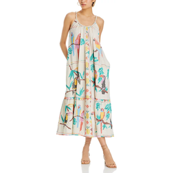 Farm Rio Stitched Birds Scarf Maxi Dress - Off White