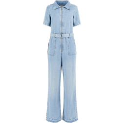 Guess Flare Denim Jumpsuit - Blue