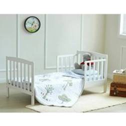 MCC Direct White Solid Wooden Junior Toddler Kids Bed with Foam Mattress
