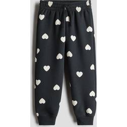 H&M Meisjes Donkergrijs Hartjes Joggers Met Geruwde Binnenkant - Donkergrijs