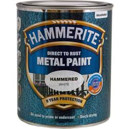 Hammerite Direct to Rust Hammered Finish Metal Paint White 0.75L