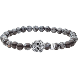 Lagos Anthem Skull Beaded Bracelet 6mm - Silver/Obsidian