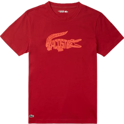 Lacoste Men's Sport Ultra Dry Croc Print T-shirt - Bordeaux/Red