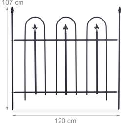 Relaxdays Goth Metal Garden Fence Complete Set 4.8 m Powder-Coated Iron