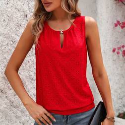 Shein Damen Elegante Tanktop Mit Weiten Trägern, Einfarbig Mit Stickerei Details