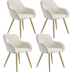 tectake Marilyn Cream/Gold Kitchen Chair 82cm 4pcs