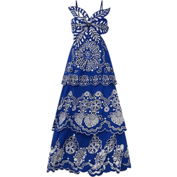 Farm Rio Richelieu Midi Dress - Blue Flower