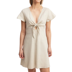 NA-KD Tie Front Shirt Dress - Beige